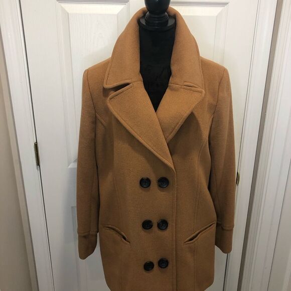 Monroe & Main Jackets & Blazers - Monroe & Main tan button front pea coat size x large